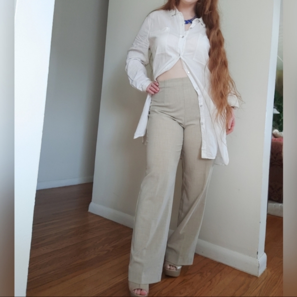 Vintage 90's Tribella beige straight leg trousers. Size 10